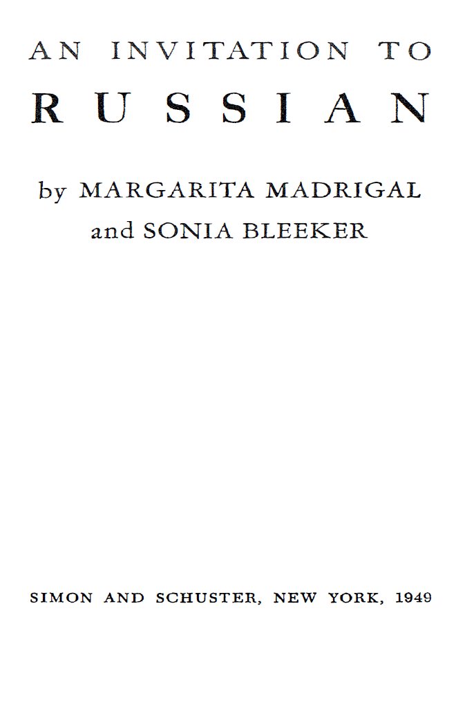 An Invitation to Russian by Margarita Madrigal [Paperback]